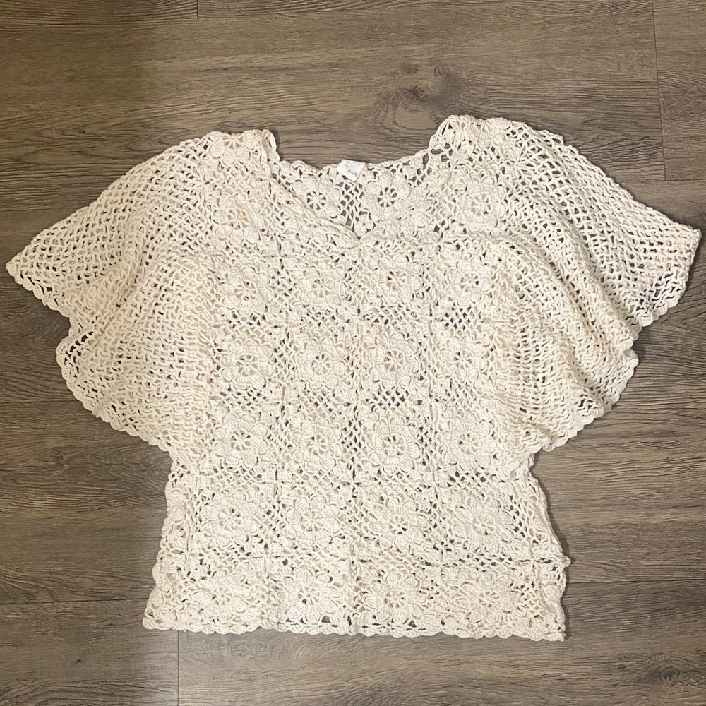 Bohemian Cream Crochet Women's Top